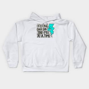 Killing Cancer - black design w/light blue Kids Hoodie